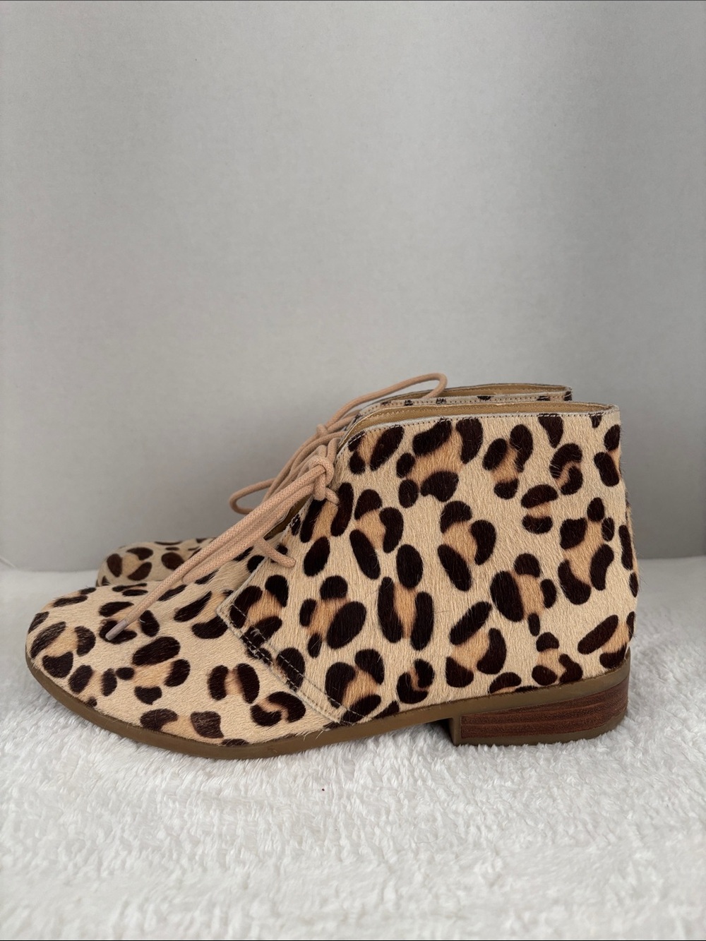 Steve Madden calf skin Leopard Print Lace-Up Ankle Boots - Beige/Brown - Picture 2 of 9